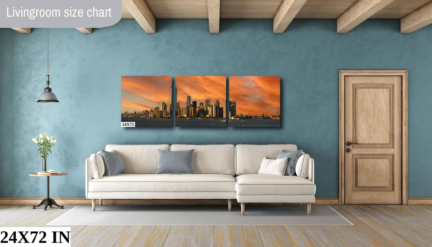 Manhattan Sunset Print – NYC Skyline Art on Aluminum Metal Print Panel