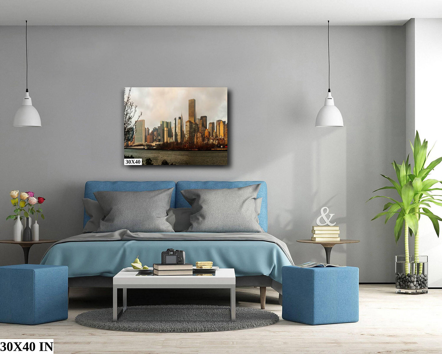 NYC Skyline Metal Print – Vibrant East Side River Scene Urban River Photography