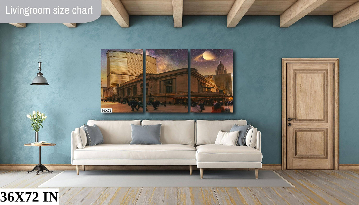 Manhattan Skyline Art – Grand Central Metal Print Poster | Urban Night Scene