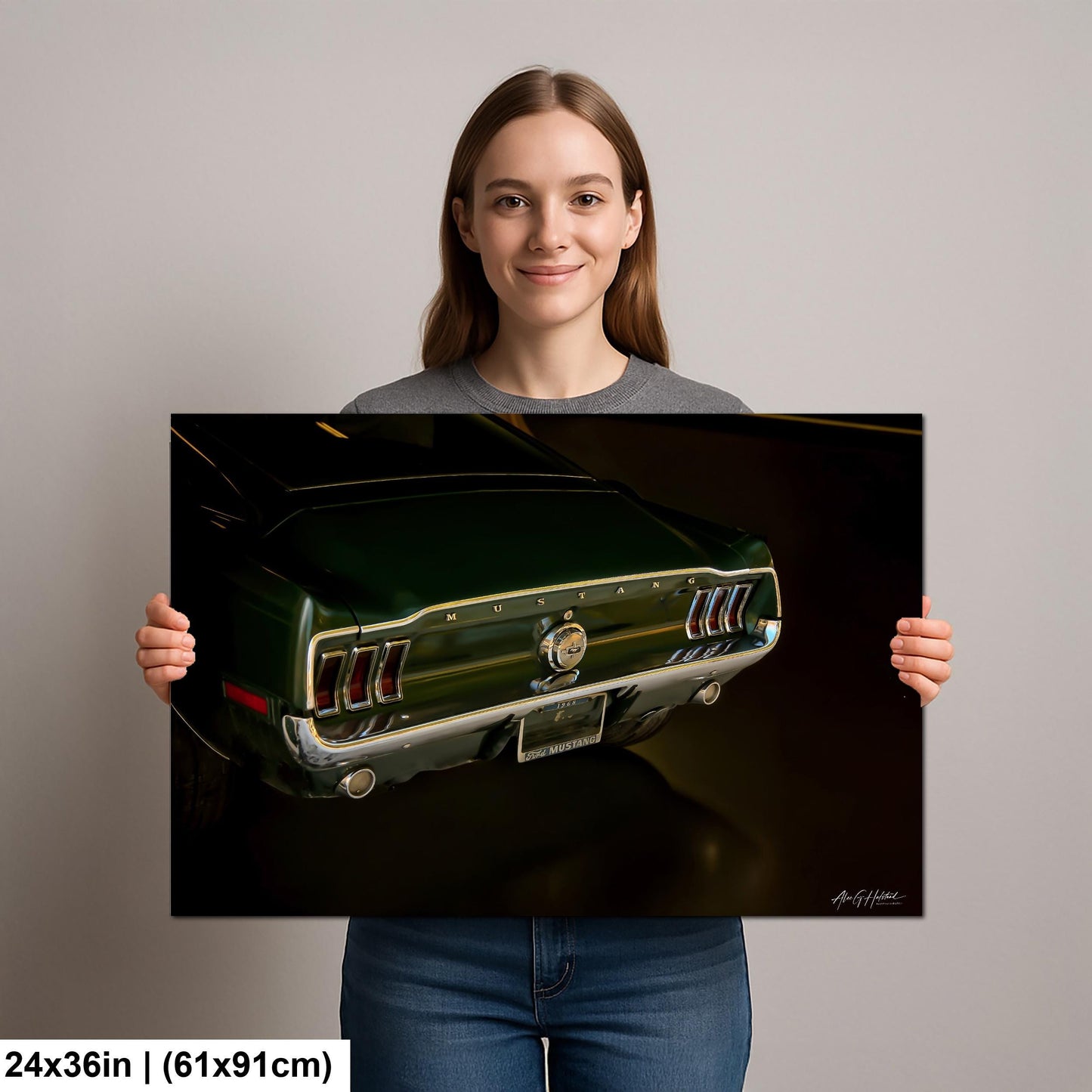 1968 Mustang, Forest Green Fastback Photo Print | Glossy Paper, Canvas, Metal | Sizes 8x10-16x20