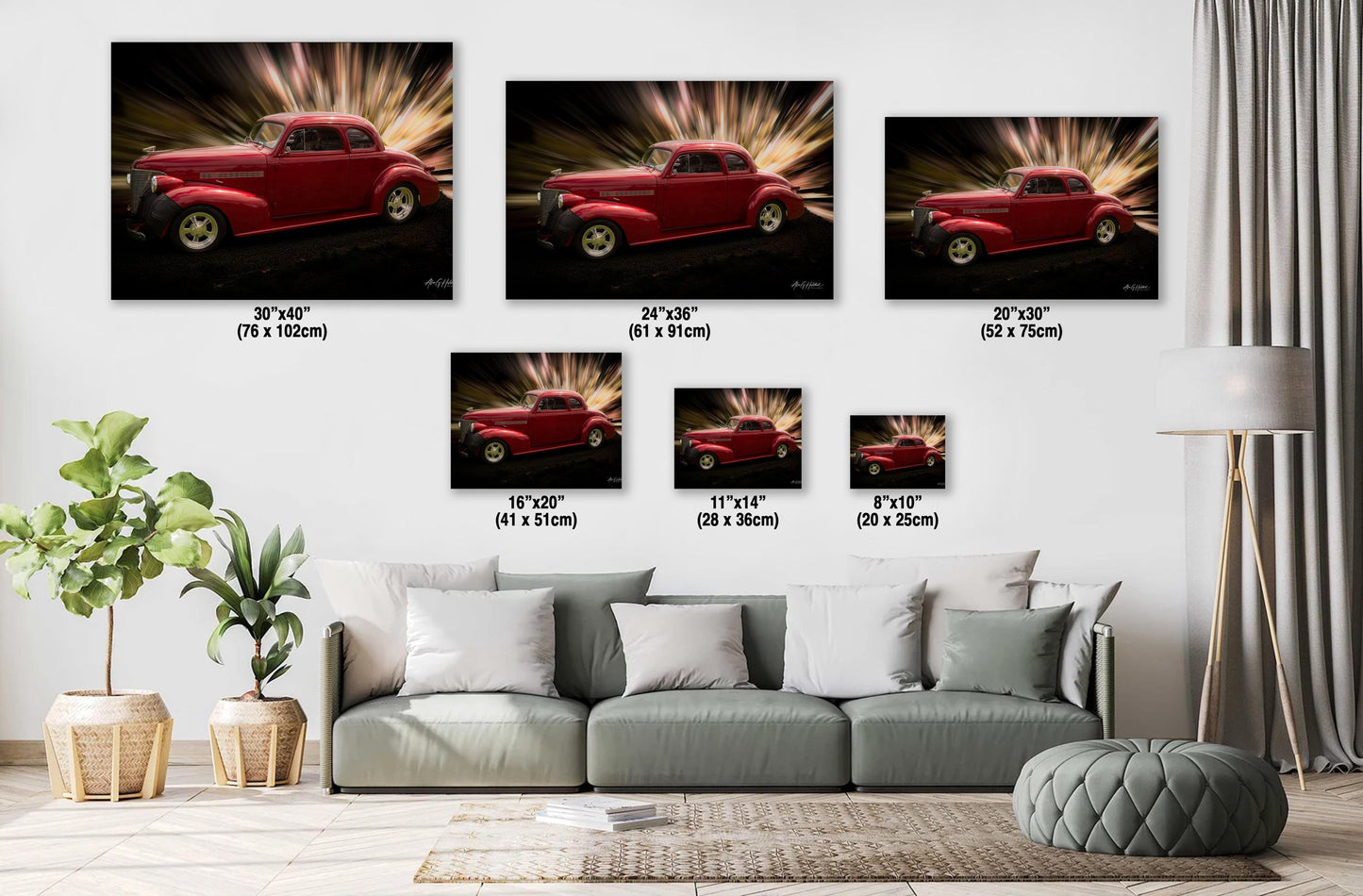 1939 Chevrolet, Art Deco Street Rod Print | Photo Paper, Canvas, Metal | 8x10-16x20, Deep Red Coupe