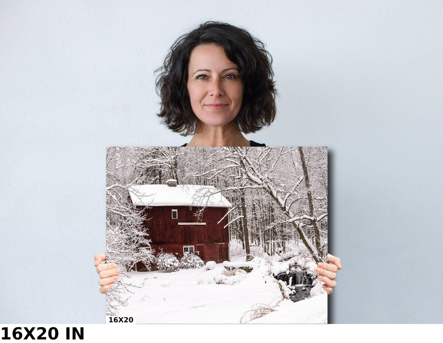Winter Barn Canvas Print - Rustic Snowy Barn Decor | Ready to Hang Country Wall Art