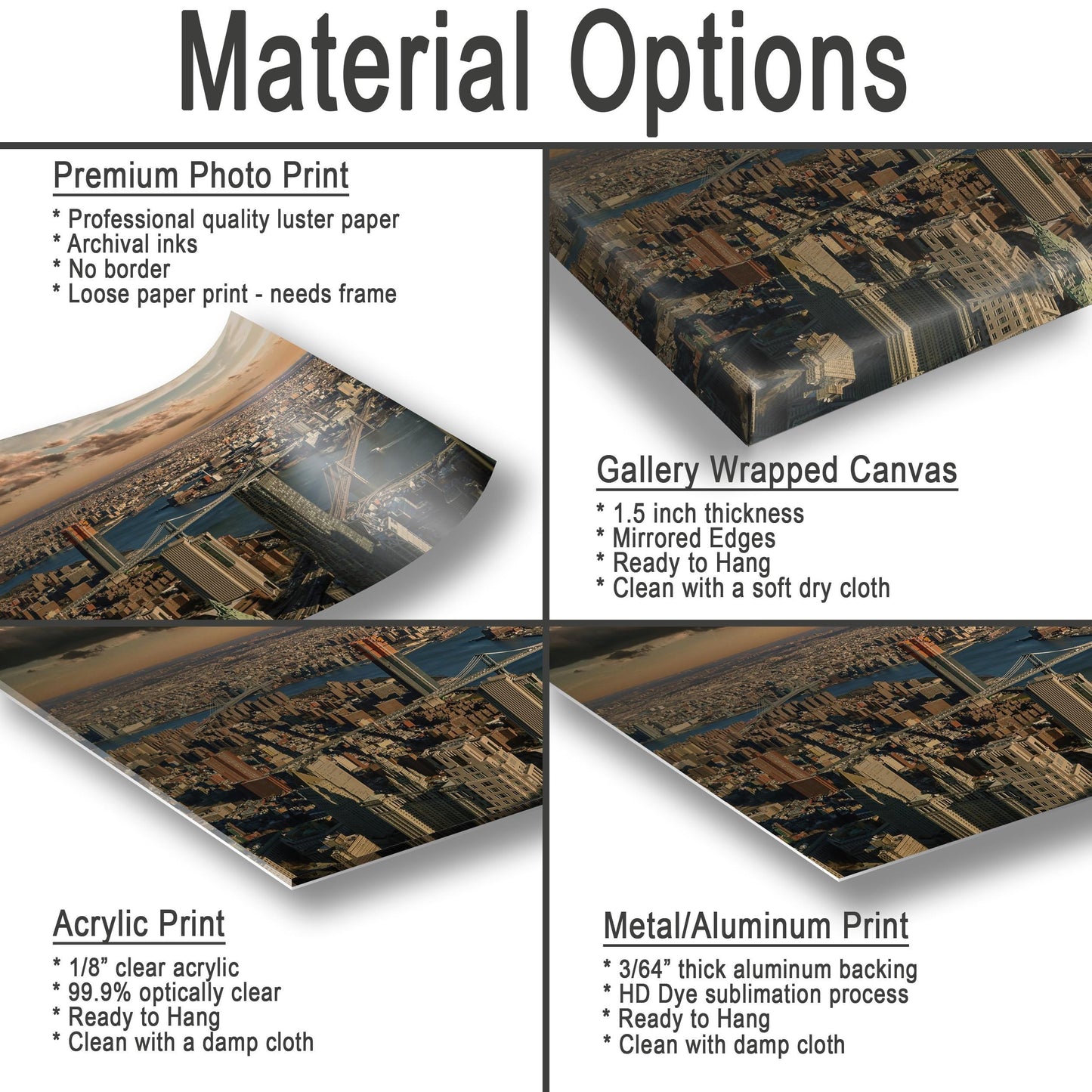 Manhattan Brooklyn Bridges Urban Cityscape Photo | NYC Skyline View Wall Decor