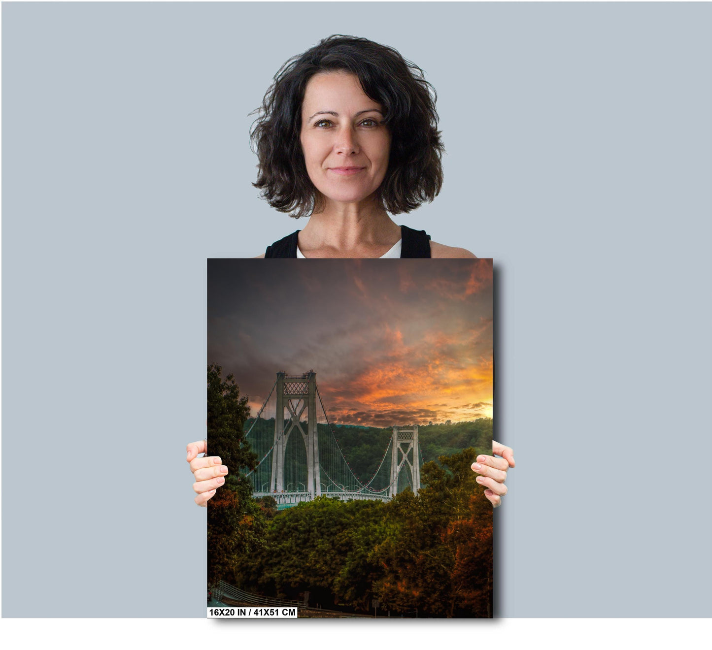 Mid-Hudson Bridge Print – Golden Hour Photography | Sunset Wall Decor Canvas