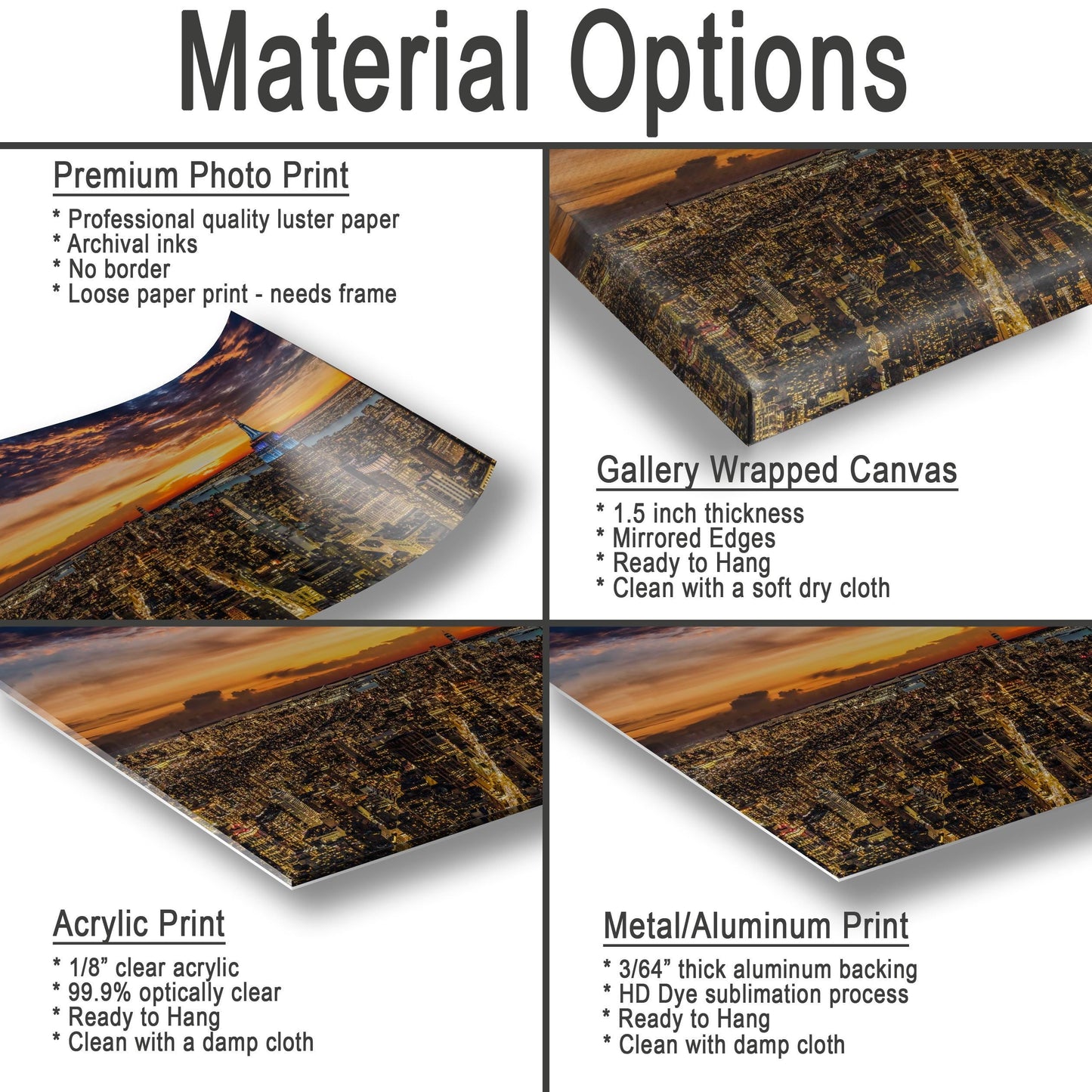 NYC Sunset Metal Print - Vivid Color Photography | Manhattan Skyline Decor