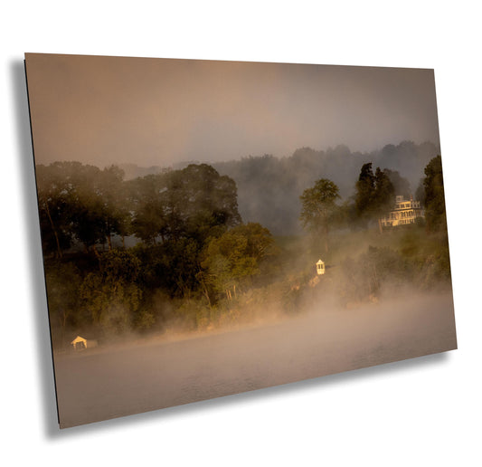 Incredible foggy sunrise on the Hudson River colors wall art metal acrylic