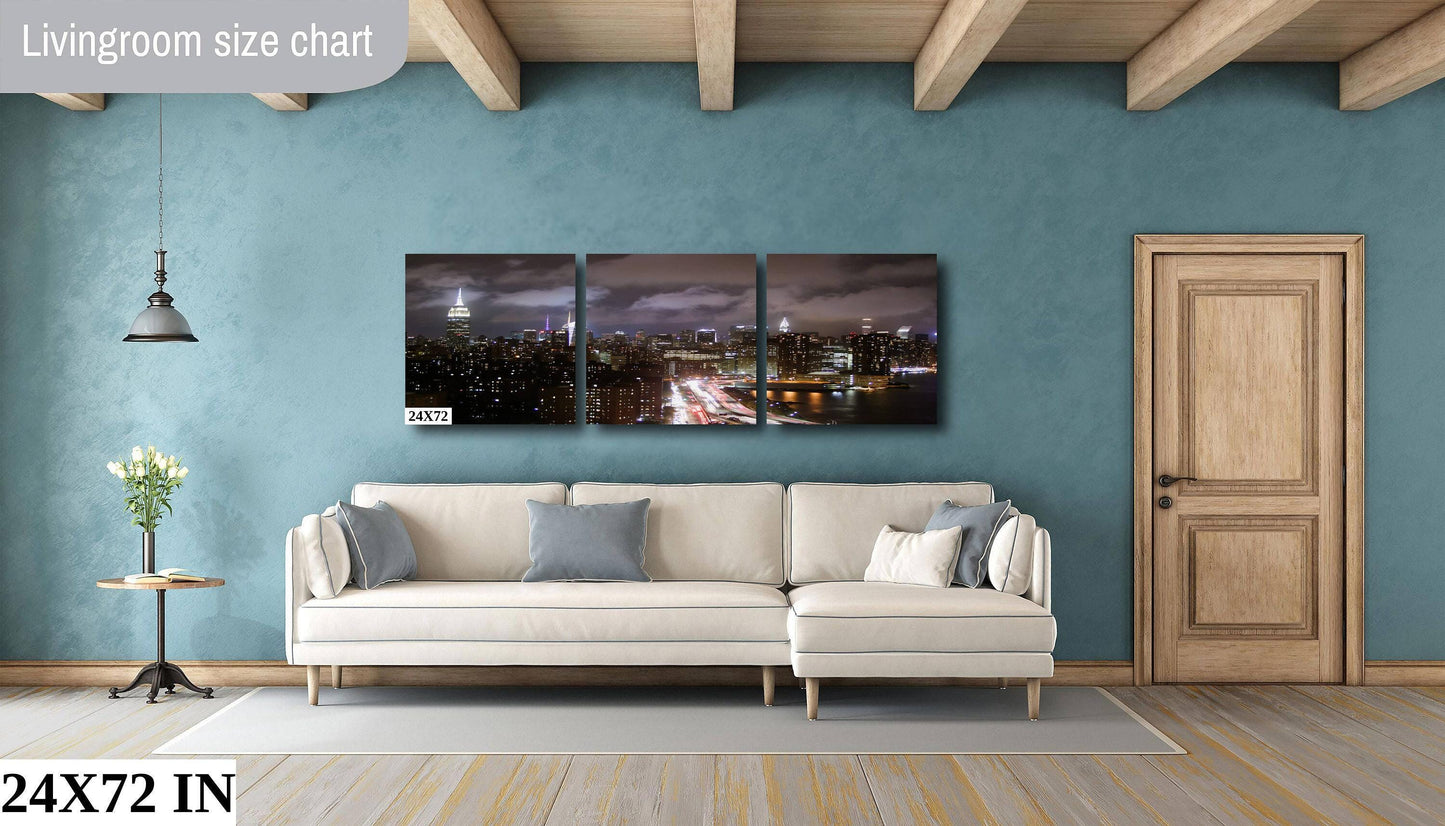 NYC Skyline Metal Print - Lower East Side Urban Wall Decor With Vibrant Night Photography
