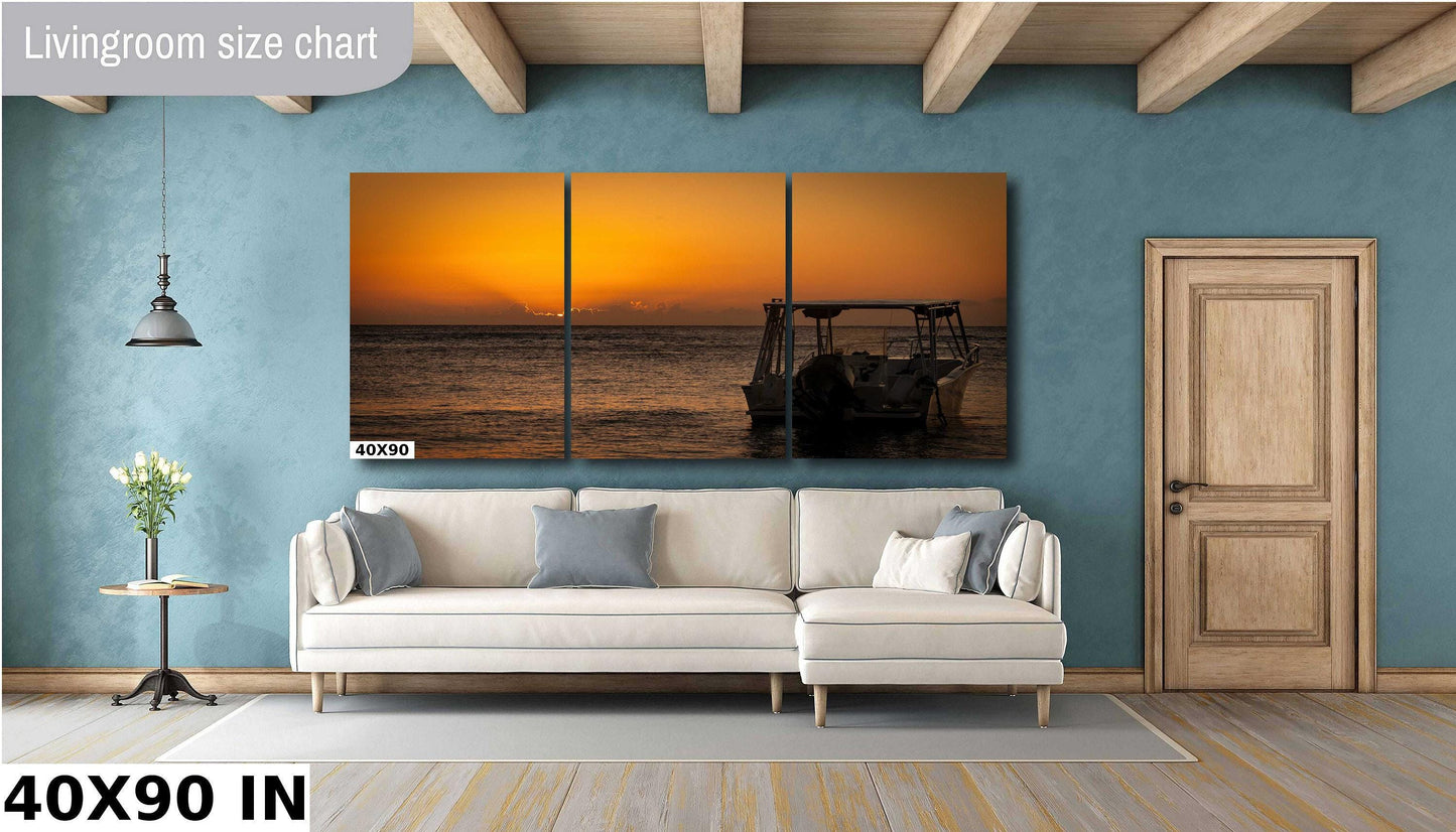 Ocean Sunset Wall Art – Vibrant Caribbean Beach Print on Metal & Acrylic