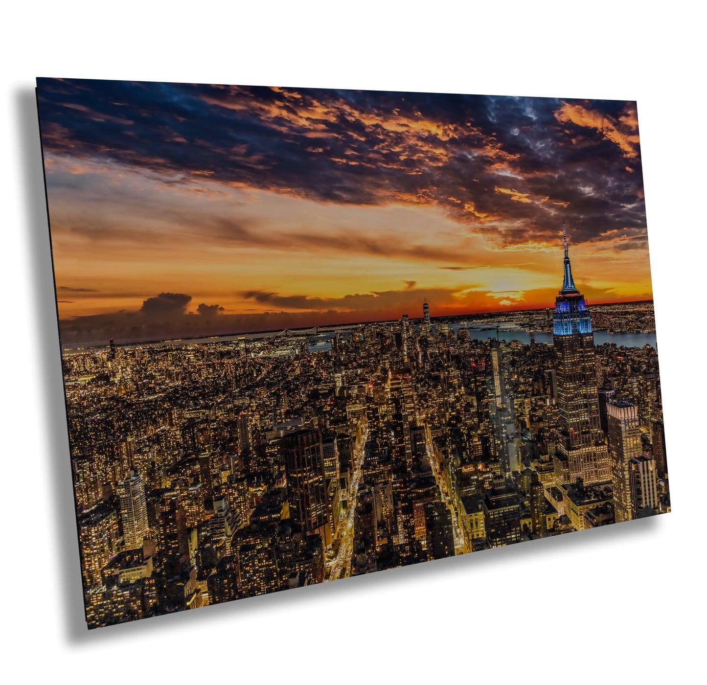 NYC Sunset Metal Print - Vivid Color Photography | Manhattan Skyline Decor