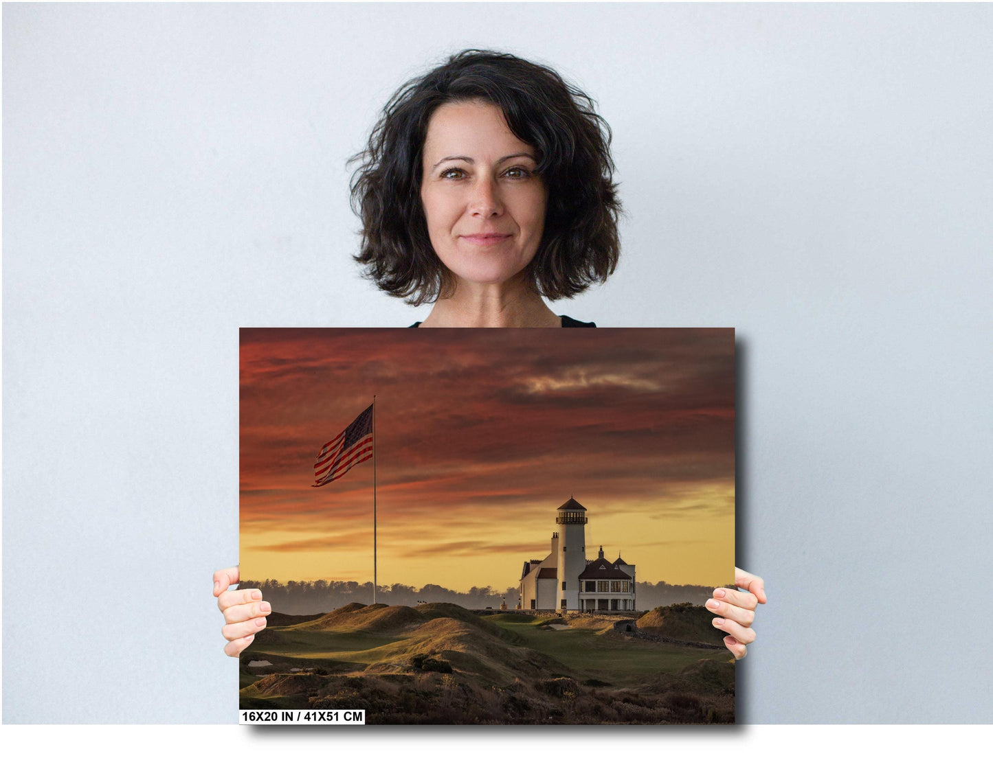 American Flag Sunset - Staten Island Ferry Patriotic Wall Decor Print