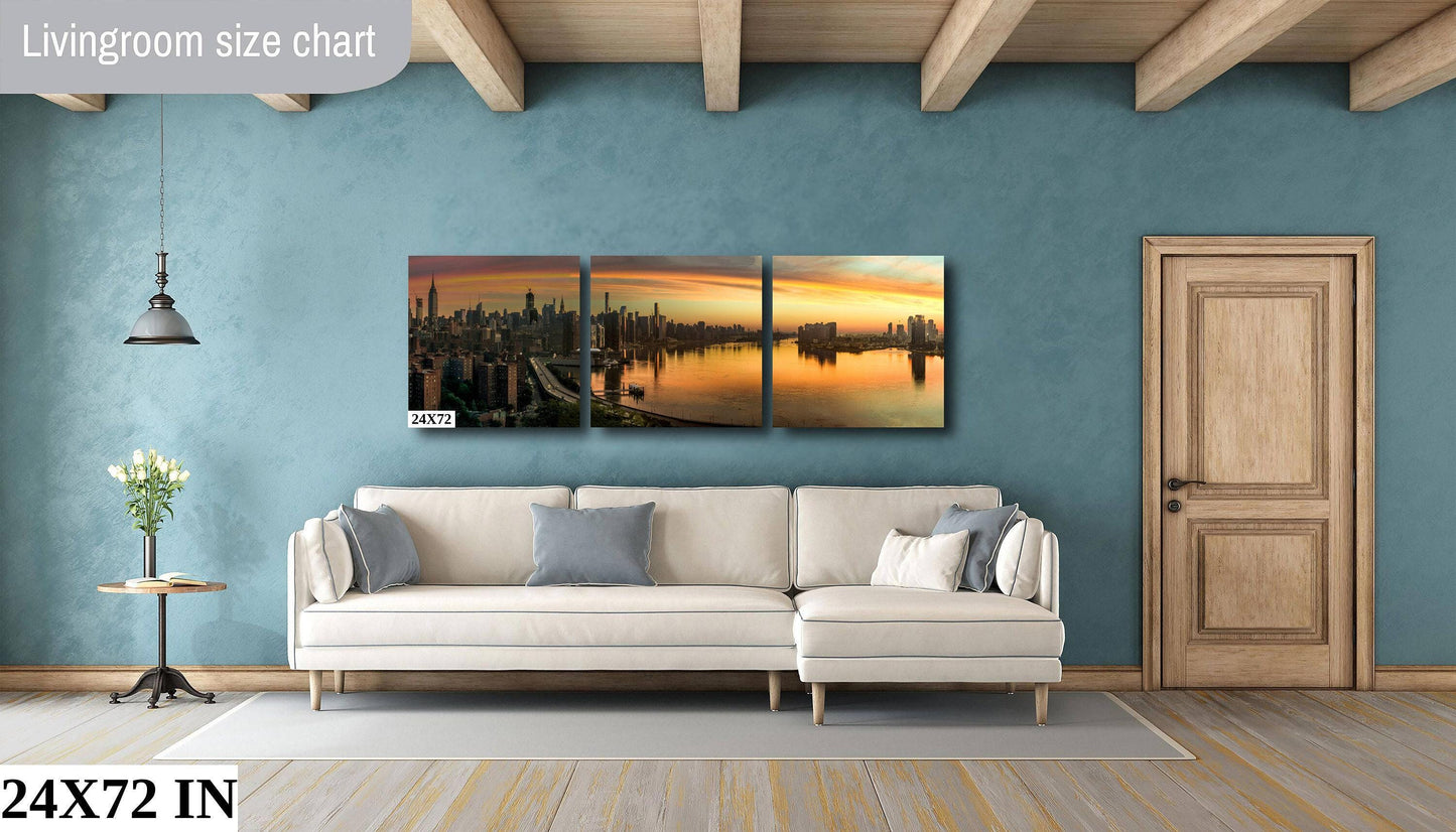 Manhattan Sunrise Metal Print – NYC Skyline Art | Vibrant Urban Wall Decor