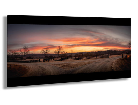 Rustic Farm Sunrise Art - Golden Morning Light Over Fields | Canvas Wall Artwork