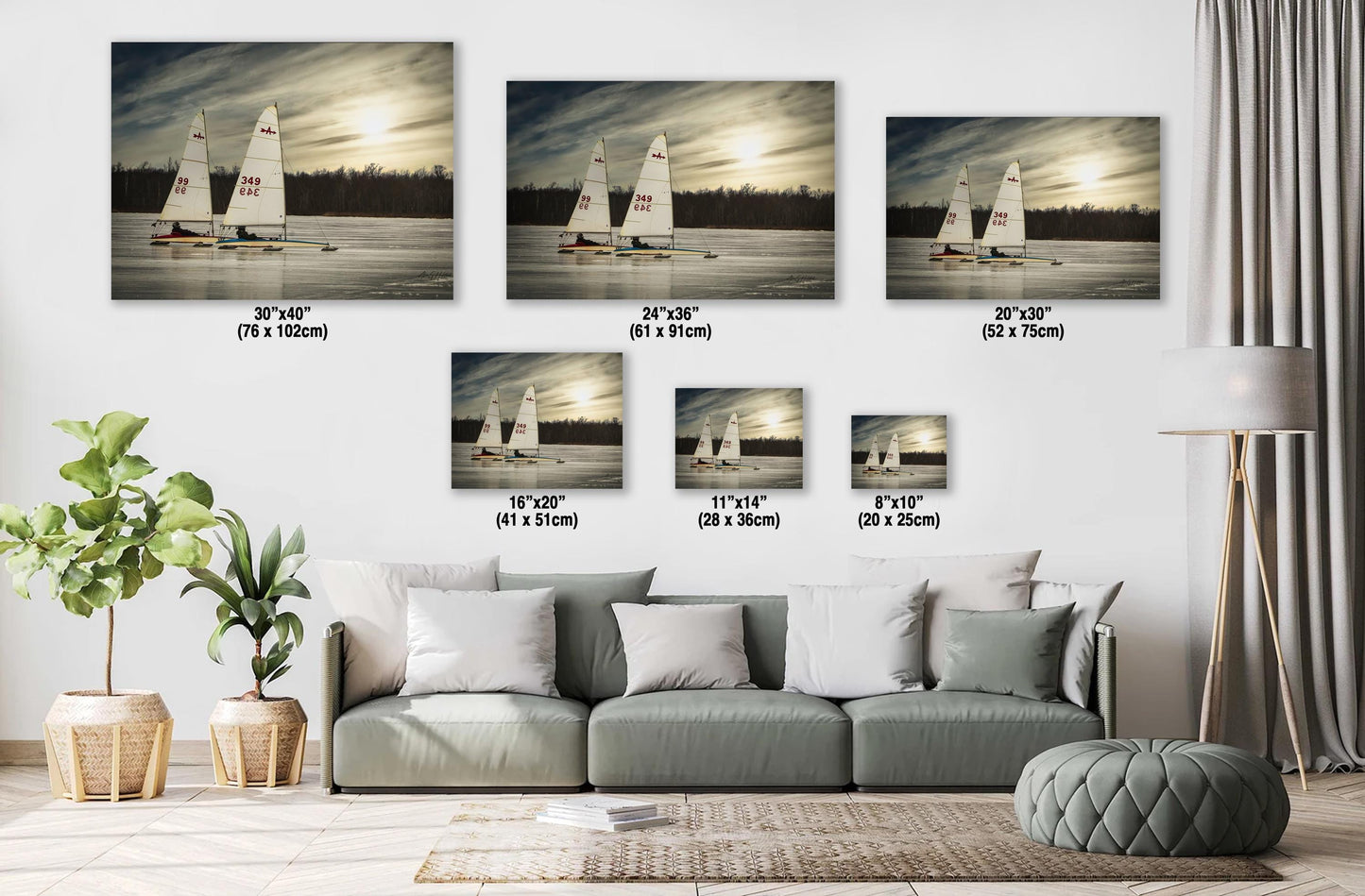 Vintage Ice Sailing - Classic Arrow Ice Boats Racing on Frozen Lake in Newburgh