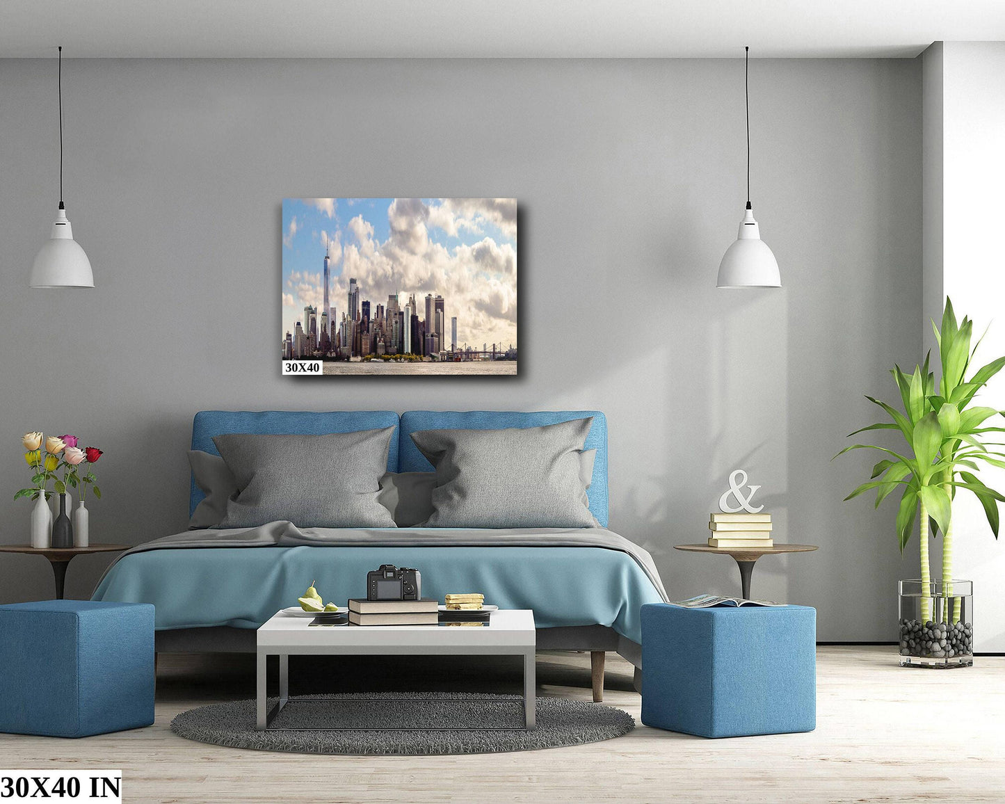 Manhattan Skyline Photo – Downtown Manhattan Urban Landscape Print With East River Bridges