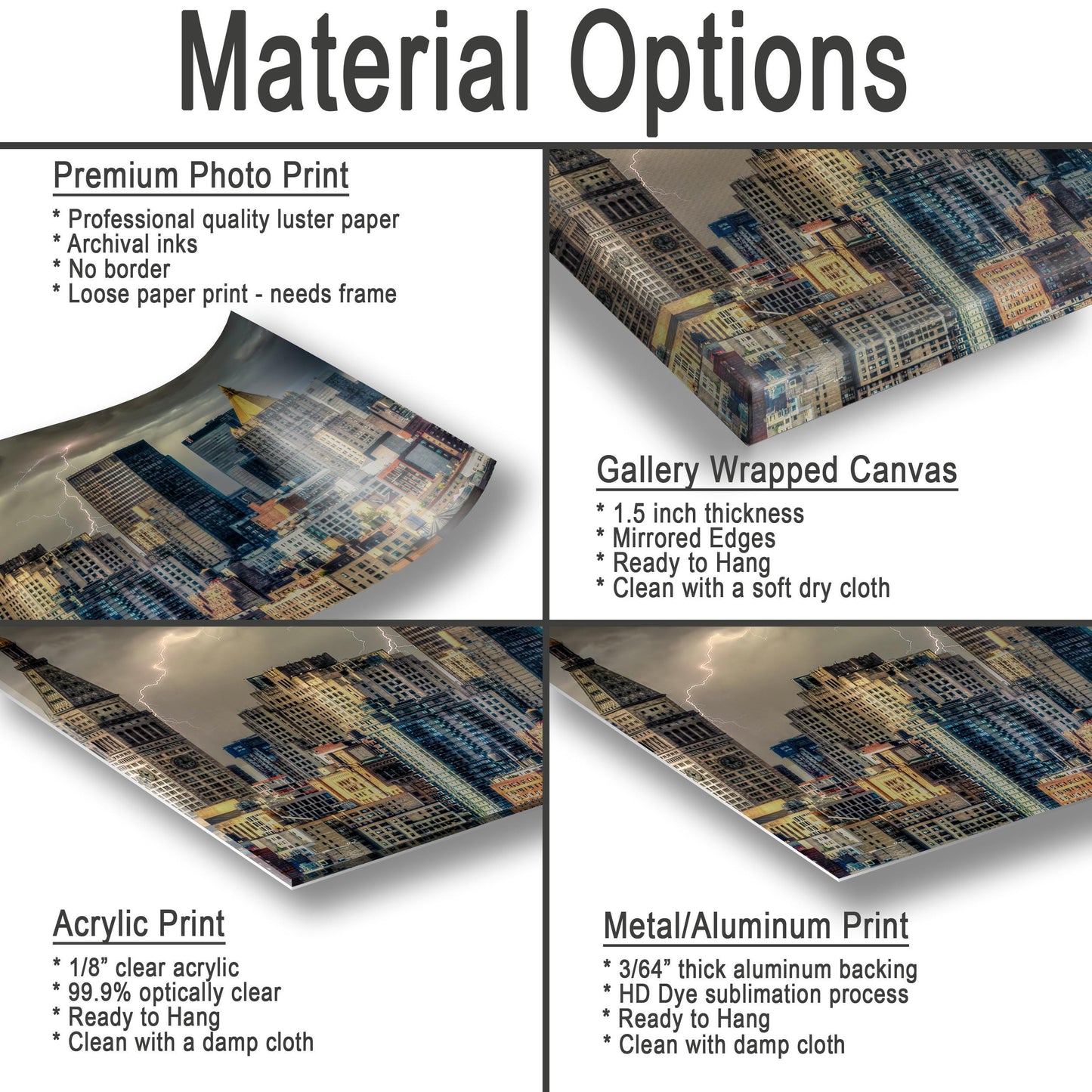 Manhattan Lightning Print – New York Skyline Art | Stormy Weather Photo Canvas