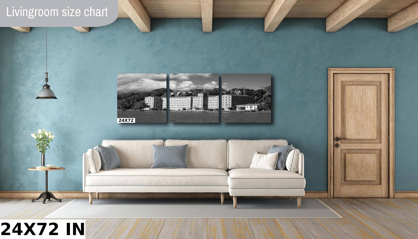 Hudson Valley Canvas Print – Newburgh Historic Art | Black & White Photo Wall Decor