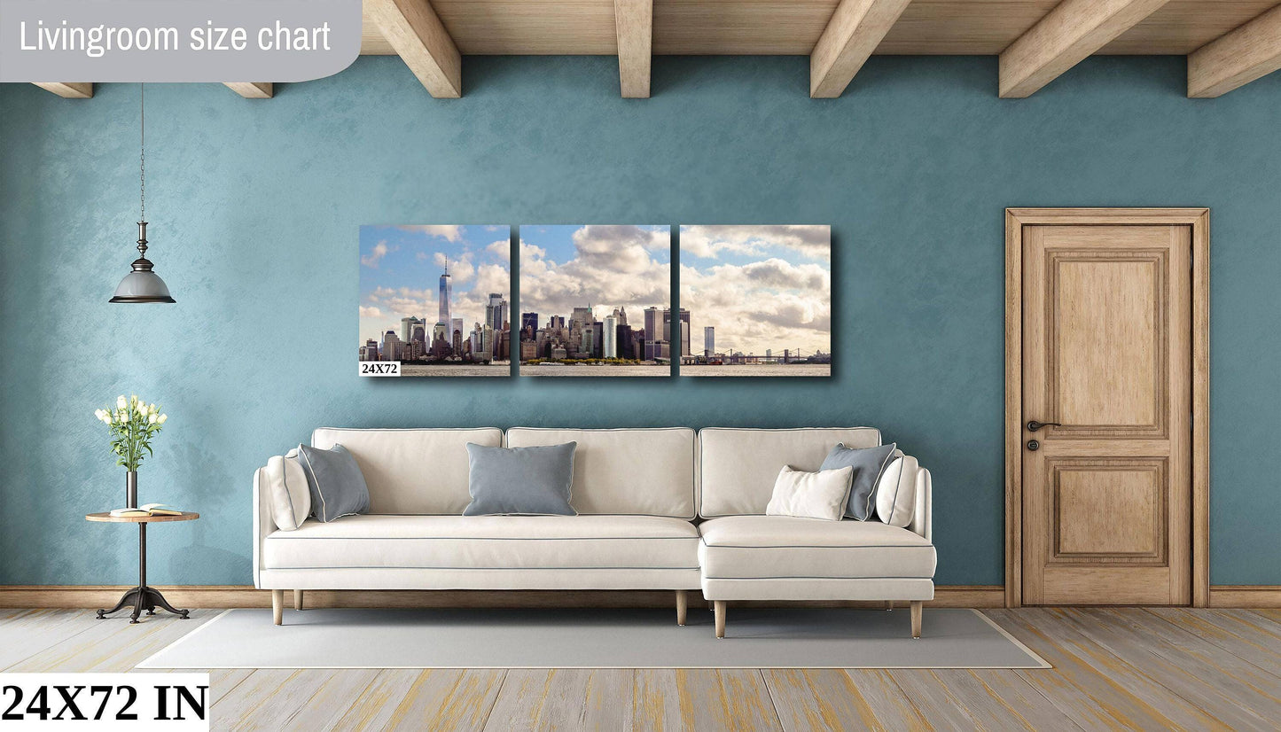 Manhattan Skyline Photo – Downtown Manhattan Urban Landscape Print With East River Bridges