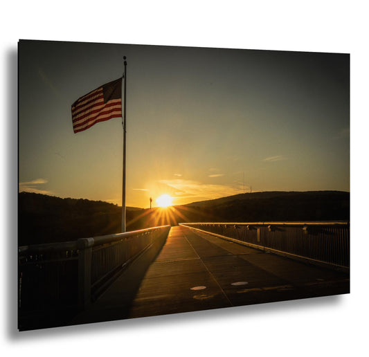 Walkway Over the Hudson Print - Historic Bridge Art | Golden Hour Sunset Reflection