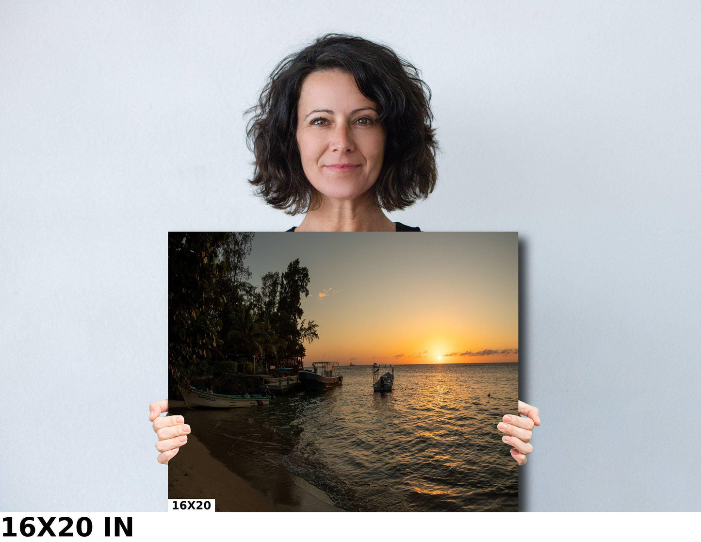 Roatan Island Wall Art – Vibrant Sunset Canvas | Tropical Beach Print Decor