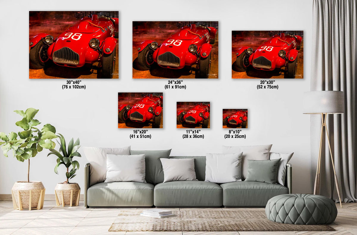 Vintage Race Car, #98 Red Open Wheel Motorsport Photograph Prints