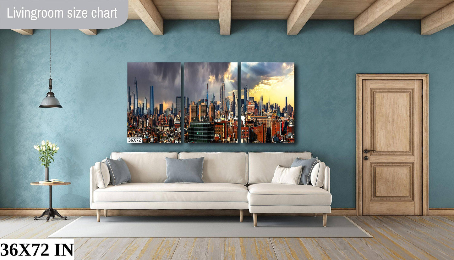 NYC Midtown Storm Photography - Vibrant New York Skyline Art | Canvas & Metal Prints