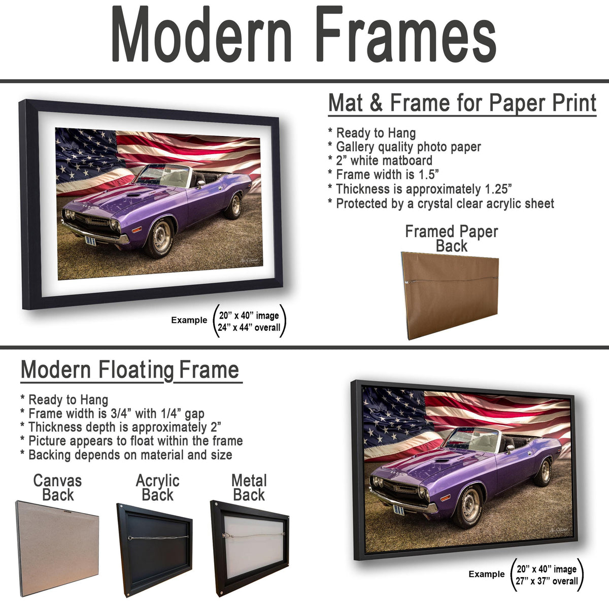 1970 Challenger, Plum Crazy R/T Convertible Print | Glossy Photo Paper, Canvas, Metal | 8x10–16x20