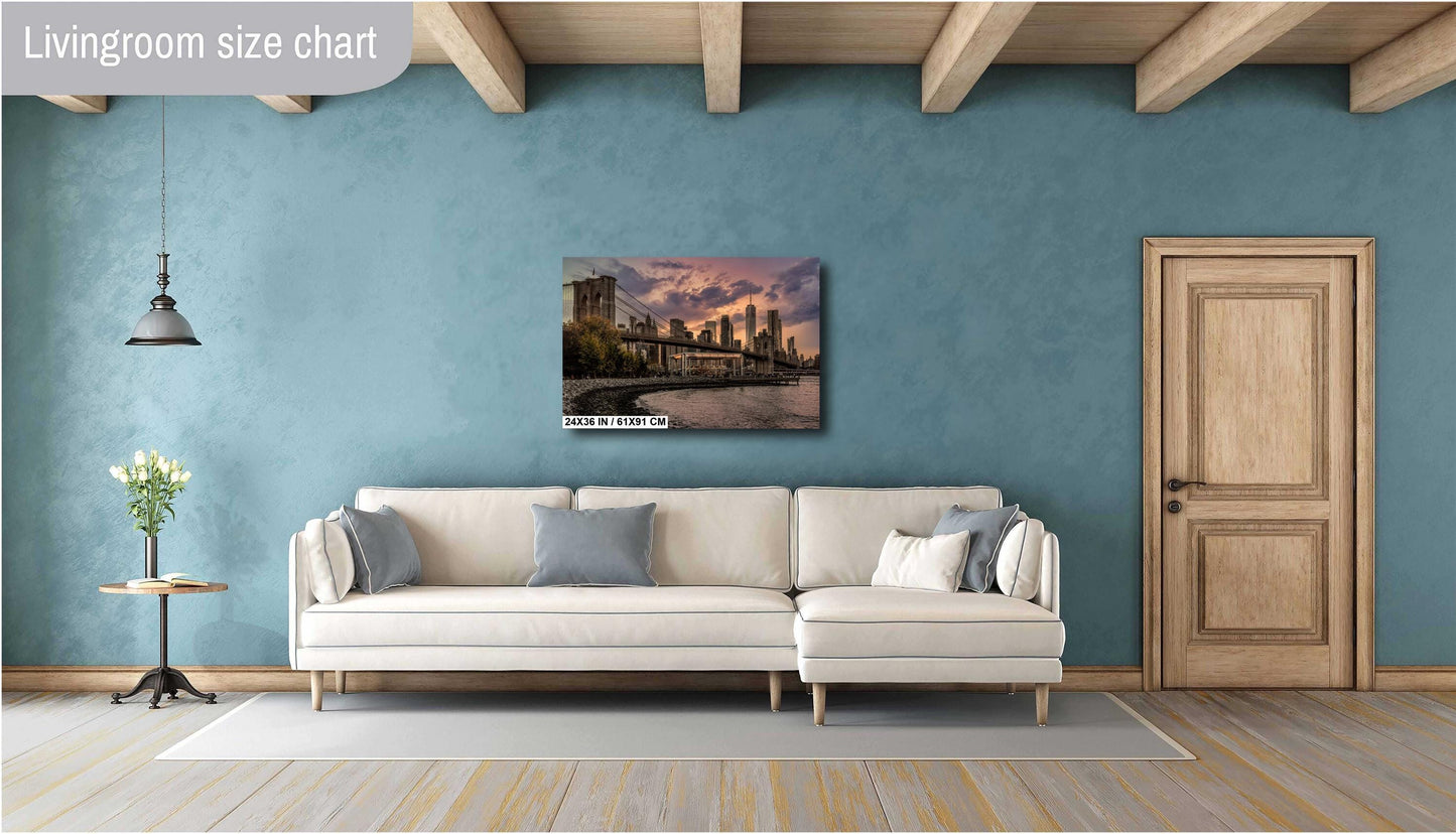 Brooklyn Bridge Art Print – Manhattan Cityscape Print | Sunset Wall Decor