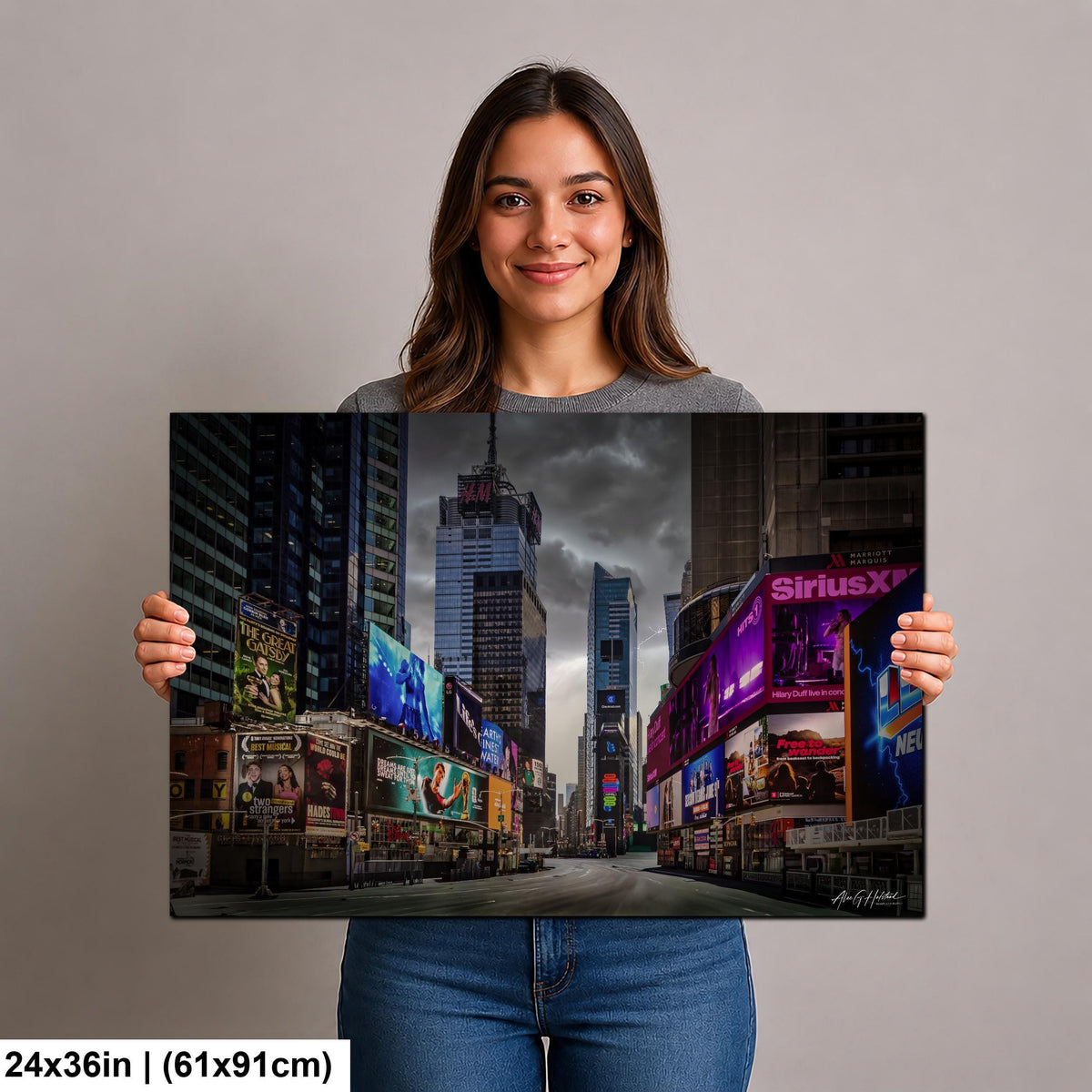 Times Square Storm Print, New York Thunderstorm Metal Print Photo