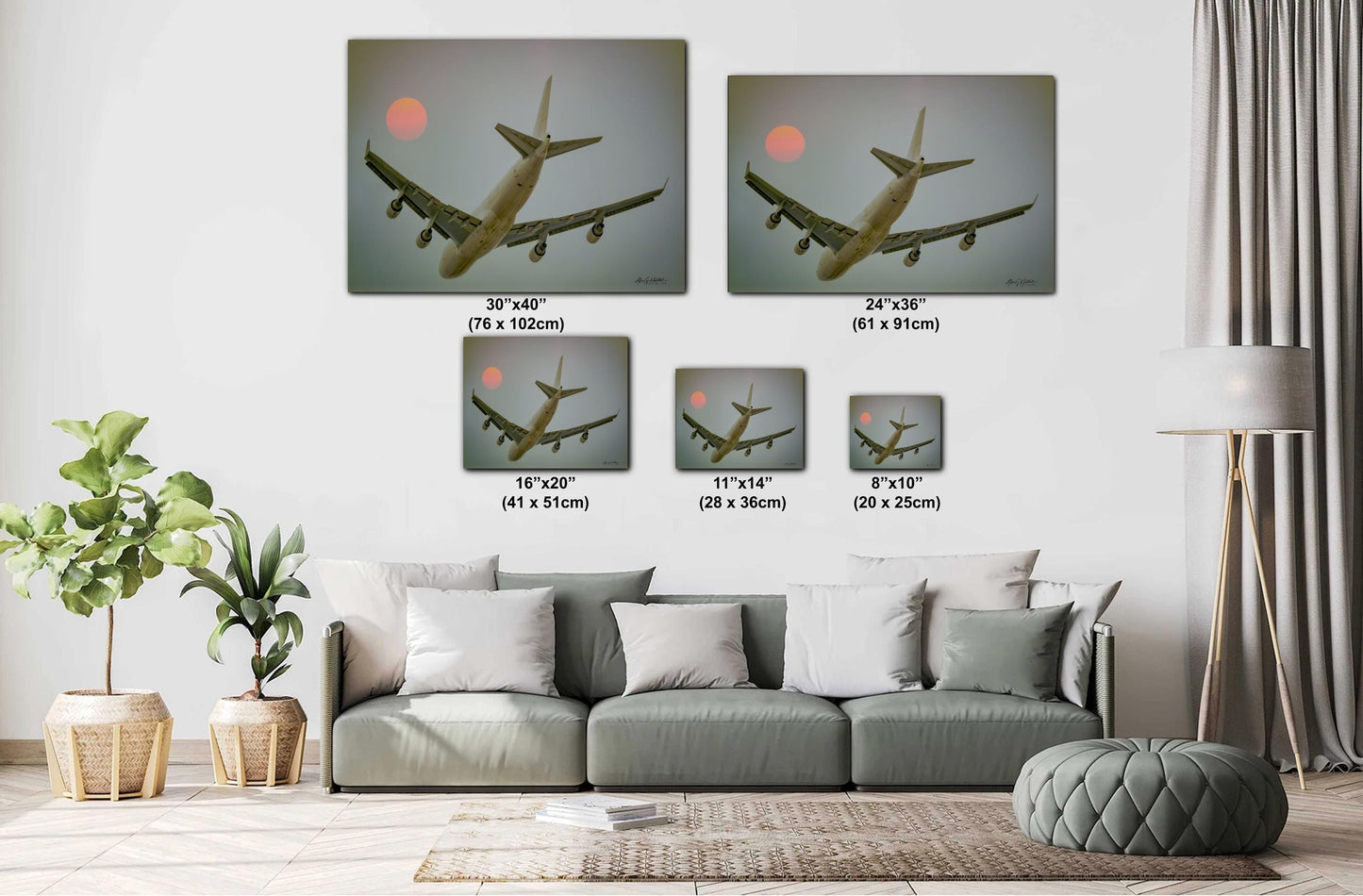 747 Cargo Jet Canvas - Hudson Valley Aviation Wall Art | Sunset Flight Scene Print