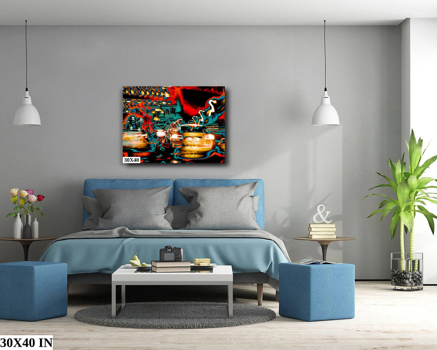 NYC Street Photography Print – Psychedelic Tesla Night Photo Art on 14th Street NYC