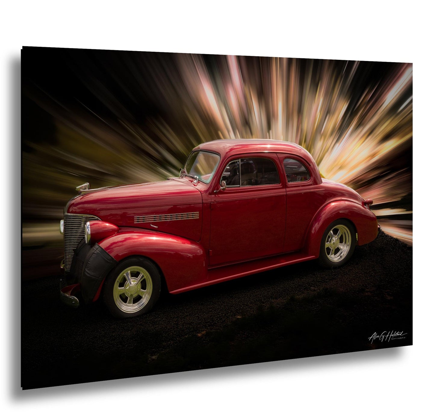 1939 Chevrolet, Art Deco Street Rod Print | Photo Paper, Canvas, Metal | 8x10-16x20, Deep Red Coupe