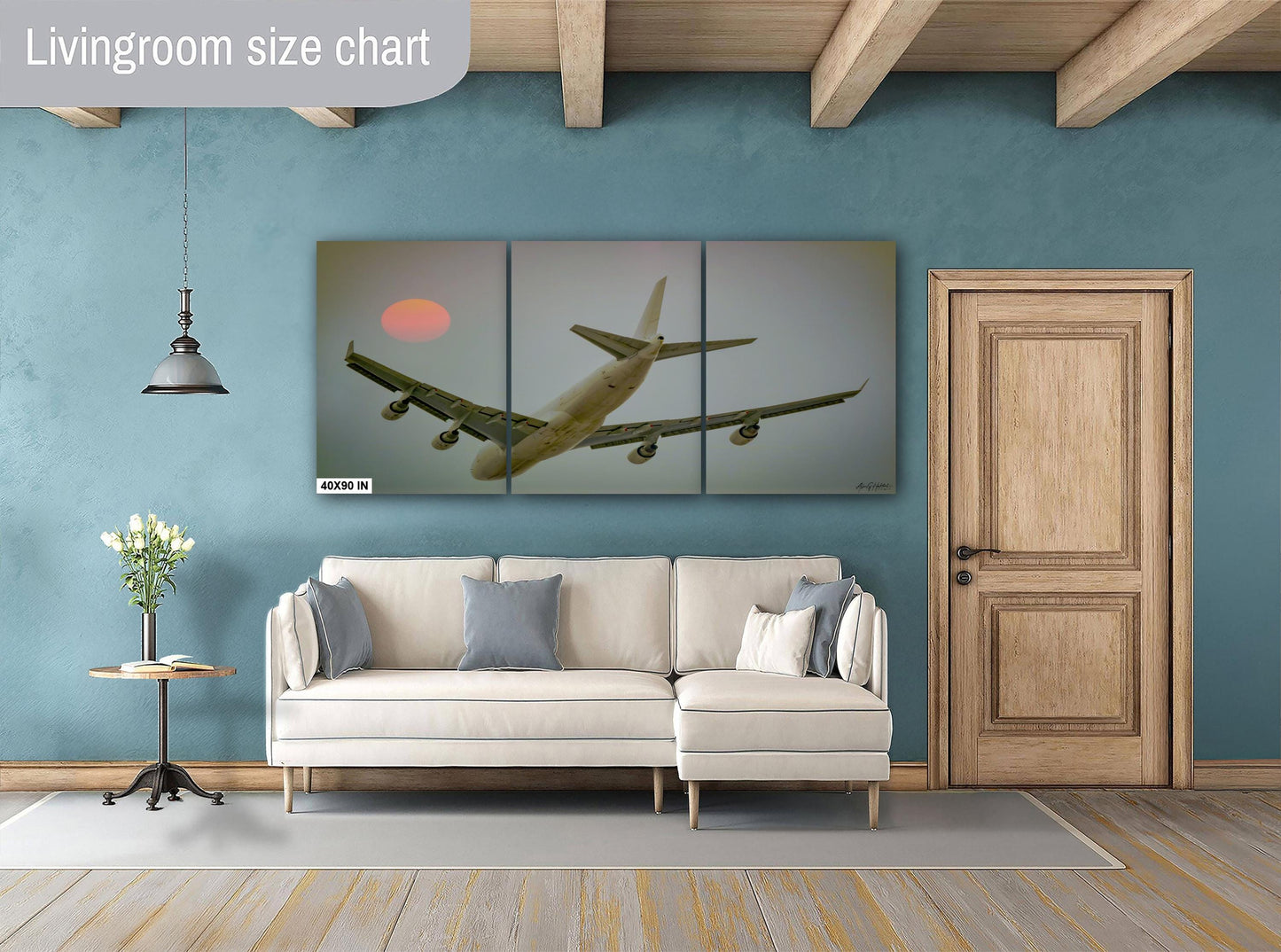 747 Cargo Jet Canvas - Hudson Valley Aviation Wall Art | Sunset Flight Scene Print