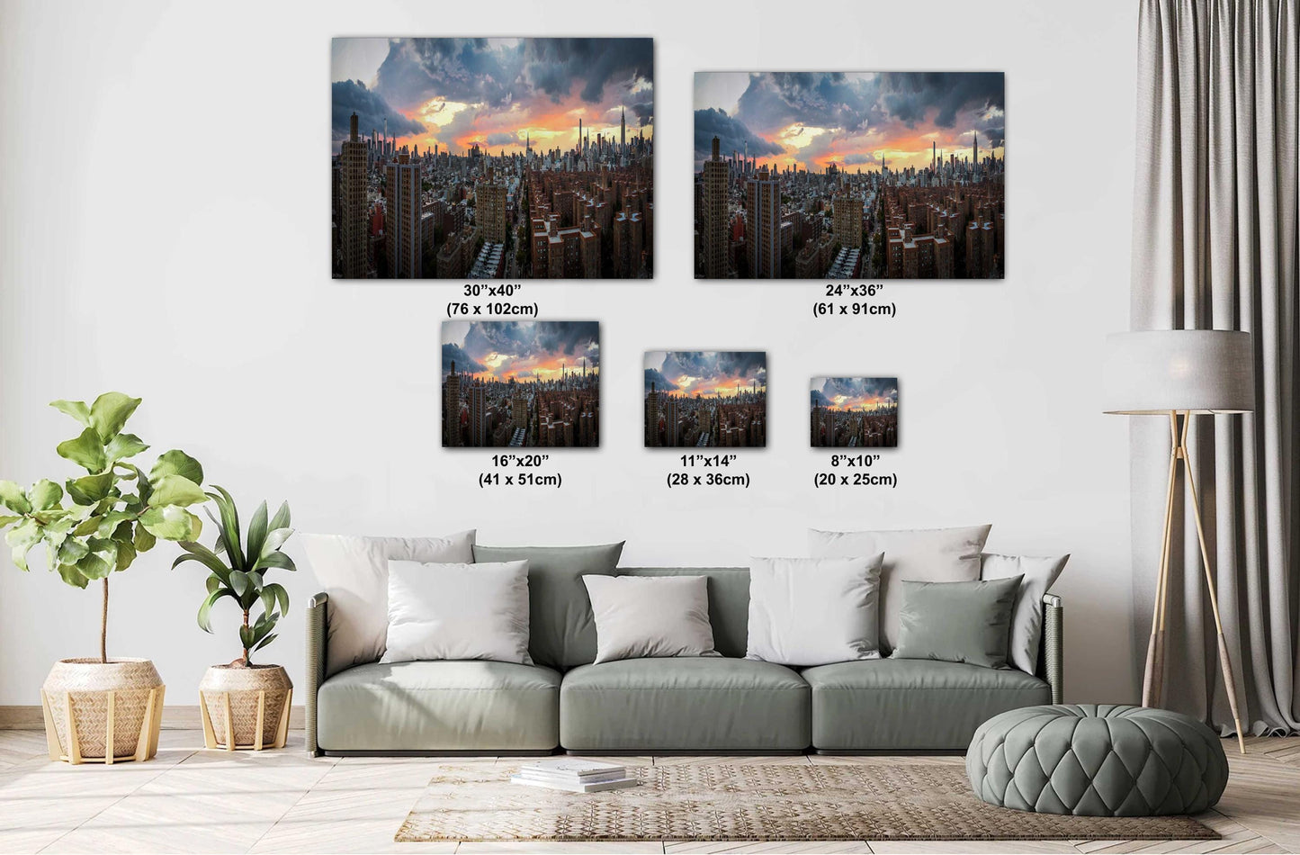 NYC Skyline Print – Manhattan Sunset Art | Panoramic Wall Decor Metal Poster