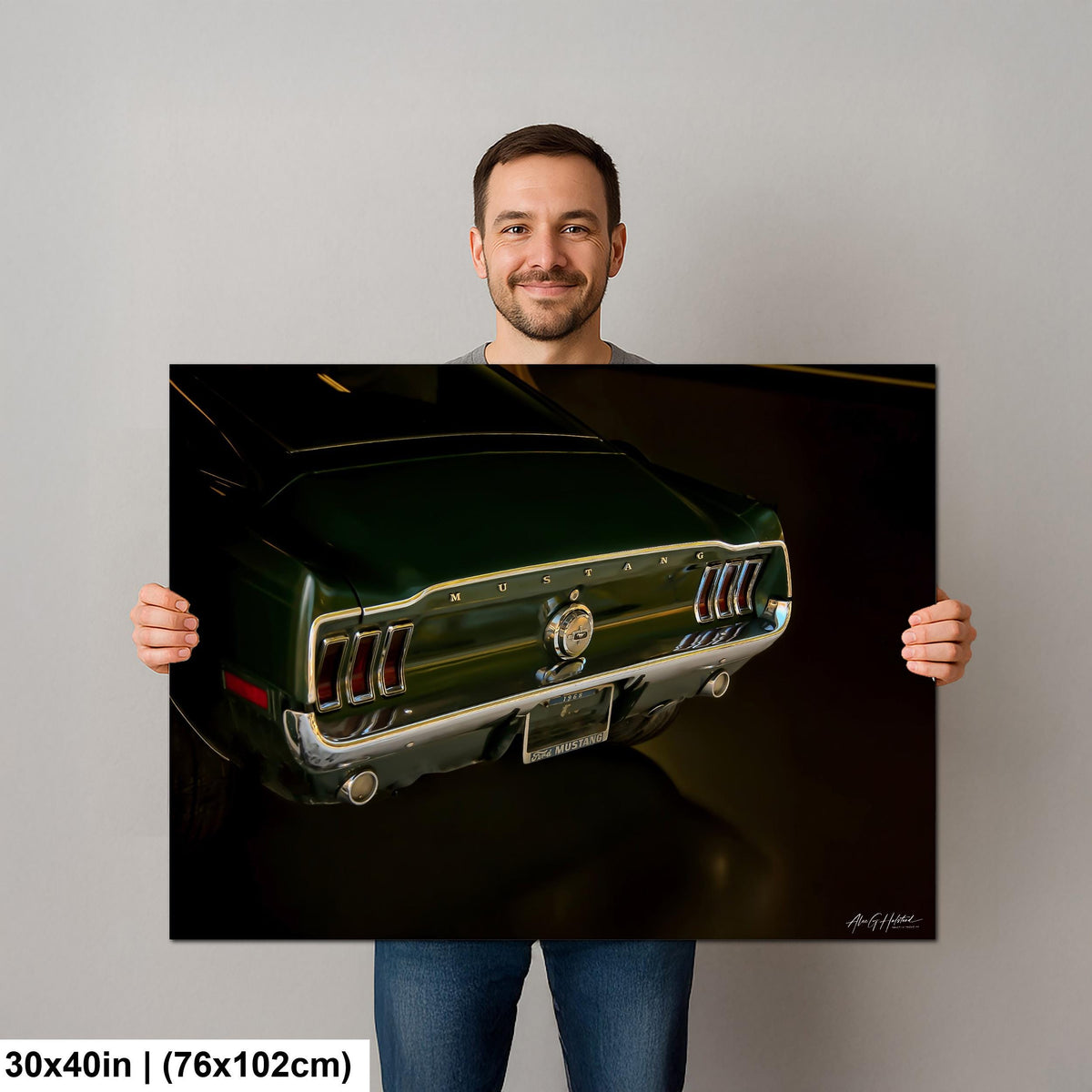 1968 Mustang, Forest Green Fastback Photo Print | Glossy Paper, Canvas, Metal | Sizes 8x10-16x20