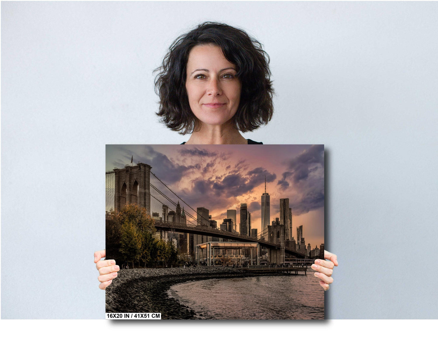 Brooklyn Bridge Art Print – Manhattan Cityscape Print | Sunset Wall Decor