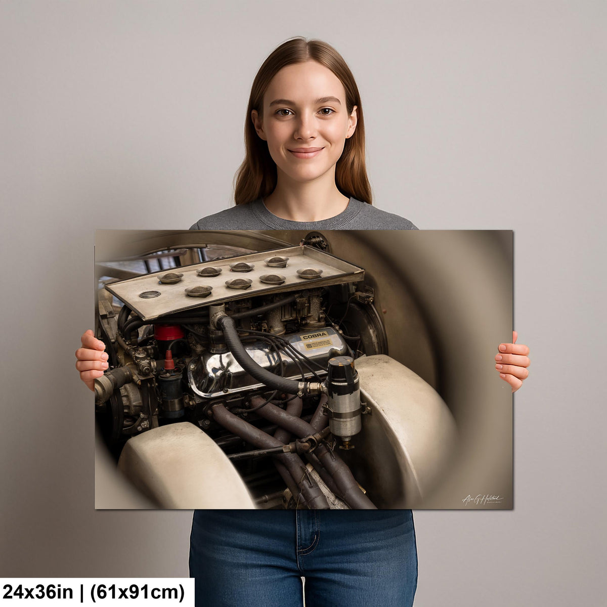 Shelby Daytona Engine Print, Vintage V8 Engine Photo, Glossy Art.
