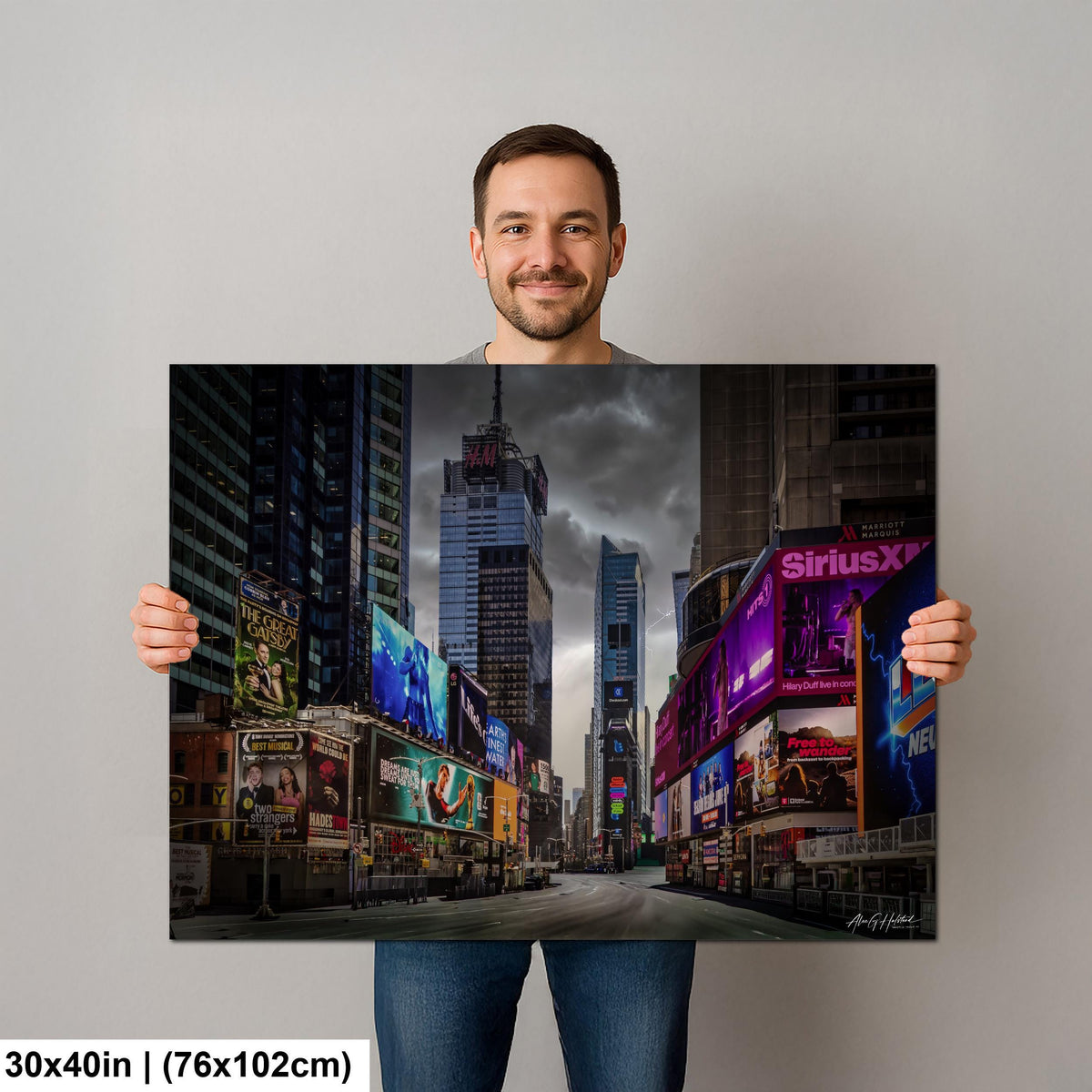 Times Square Storm Print, New York Thunderstorm Metal Print Photo