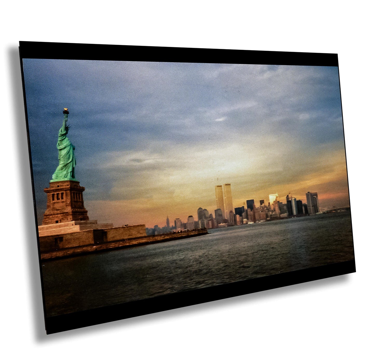 1979 NYC Skyline Print - World Trade Center Art & Lady Liberty Sunset Photo