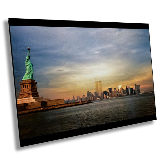 1979 NYC Skyline Print - World Trade Center Art & Lady Liberty Sunset Photo