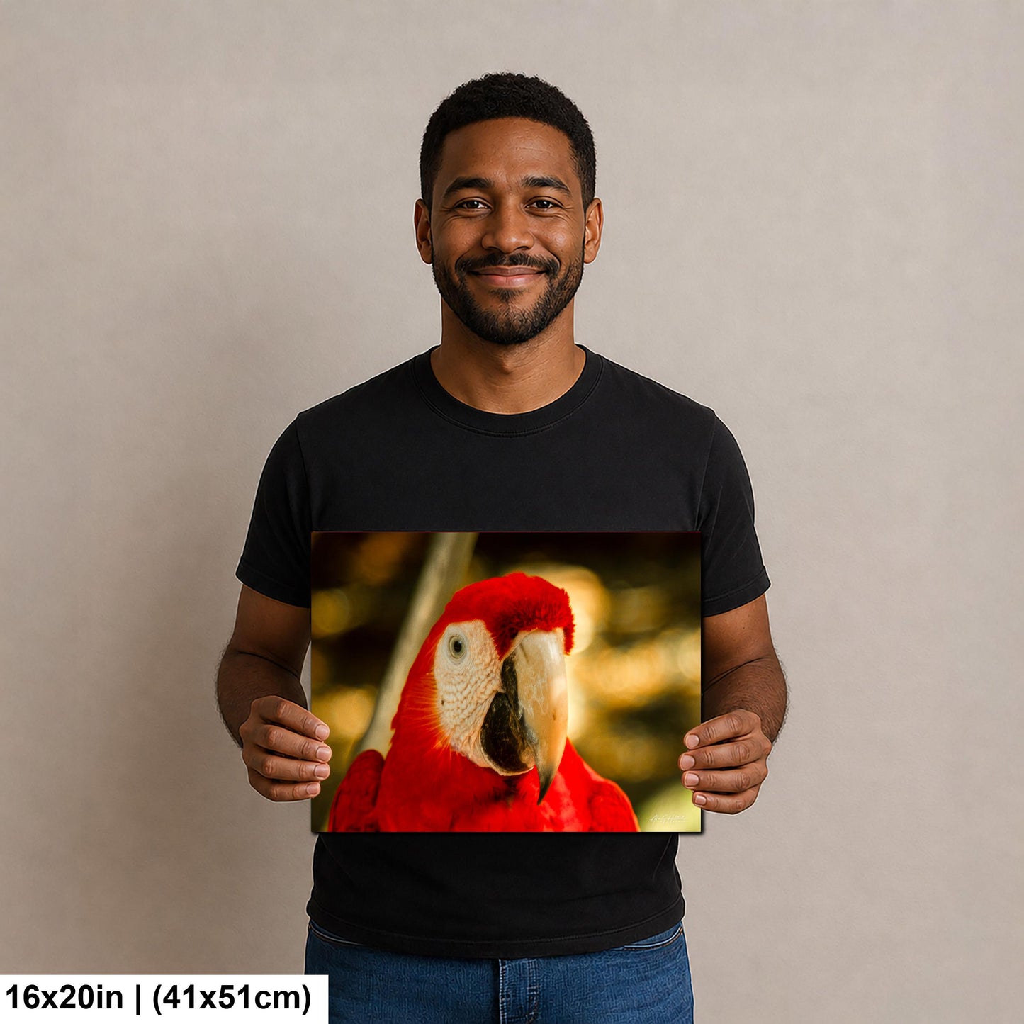 Scarlet Macaw, Close-Up Bird Portrait | Honduras Wildlife, Caribbean Parrot | Glossy Photo, Canvas | 8x10–16x20