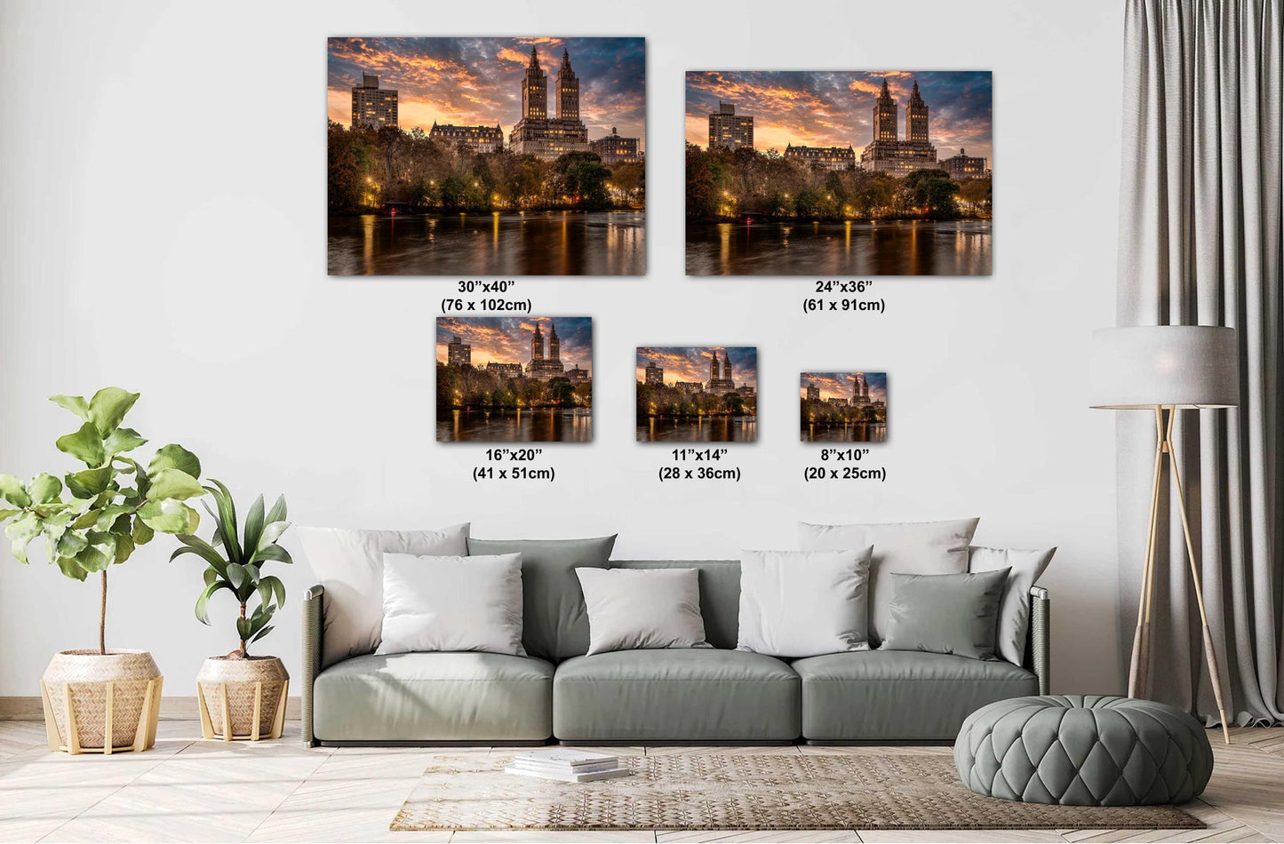 Central Park Sunset Print - New York City Lights Metal Wall Art, Canvas