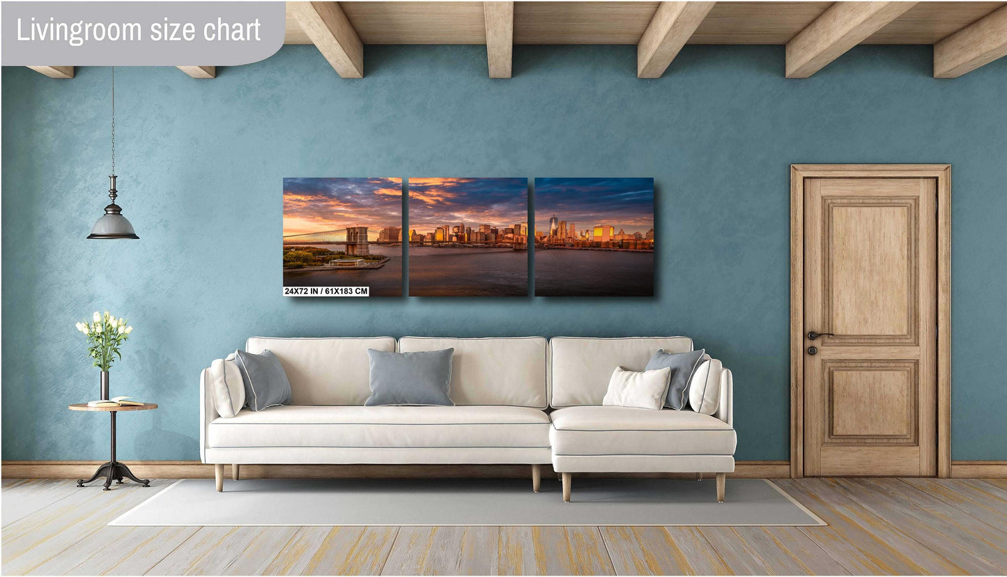 Brooklyn Bridge Metal Print – NYC Skyline Photo Urban River Sunset Wall Art