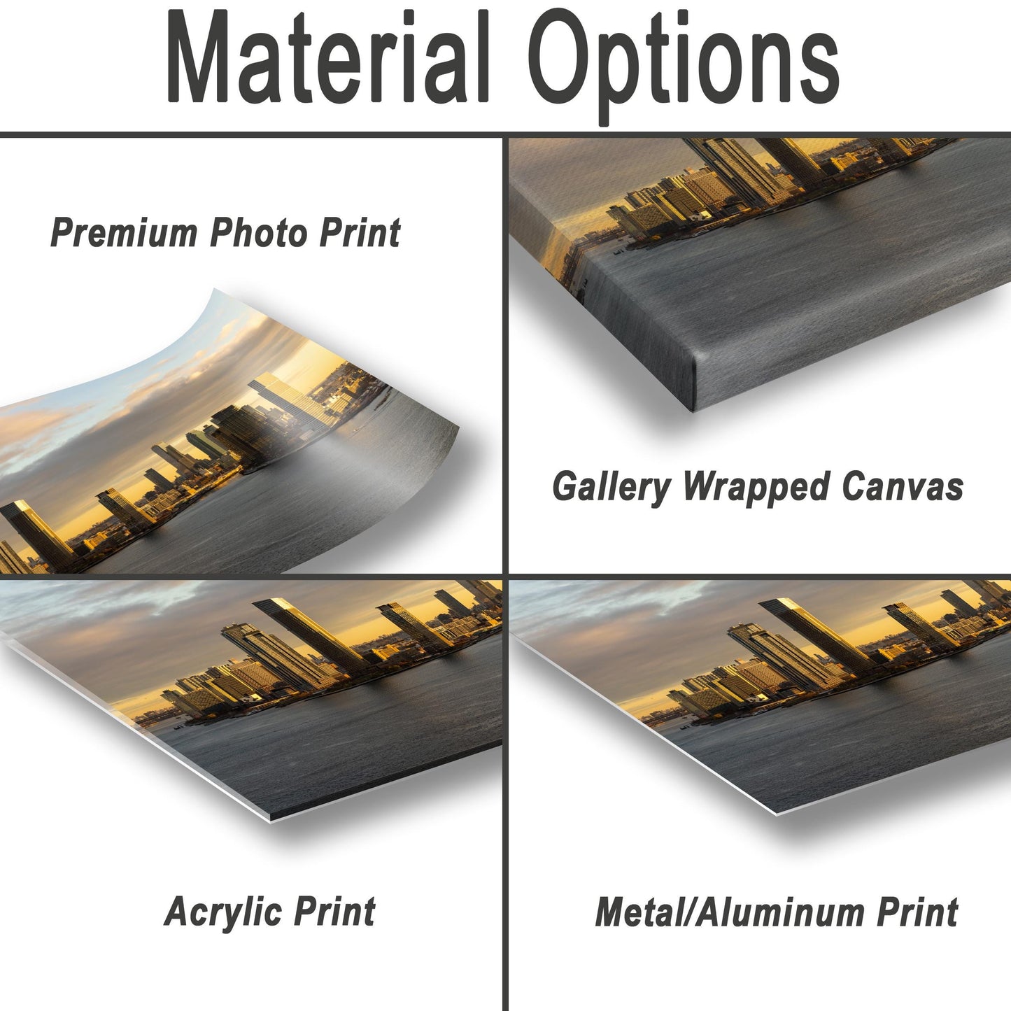 Manhattan Skyline Metal Print – NYC Panoramic Photo on Glossy Paper | Urban Cityscape Decor