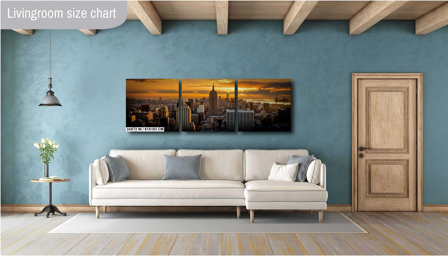 NYC Skyline Print - Top of the Rock Sunset Metal or Canvas Wall Art