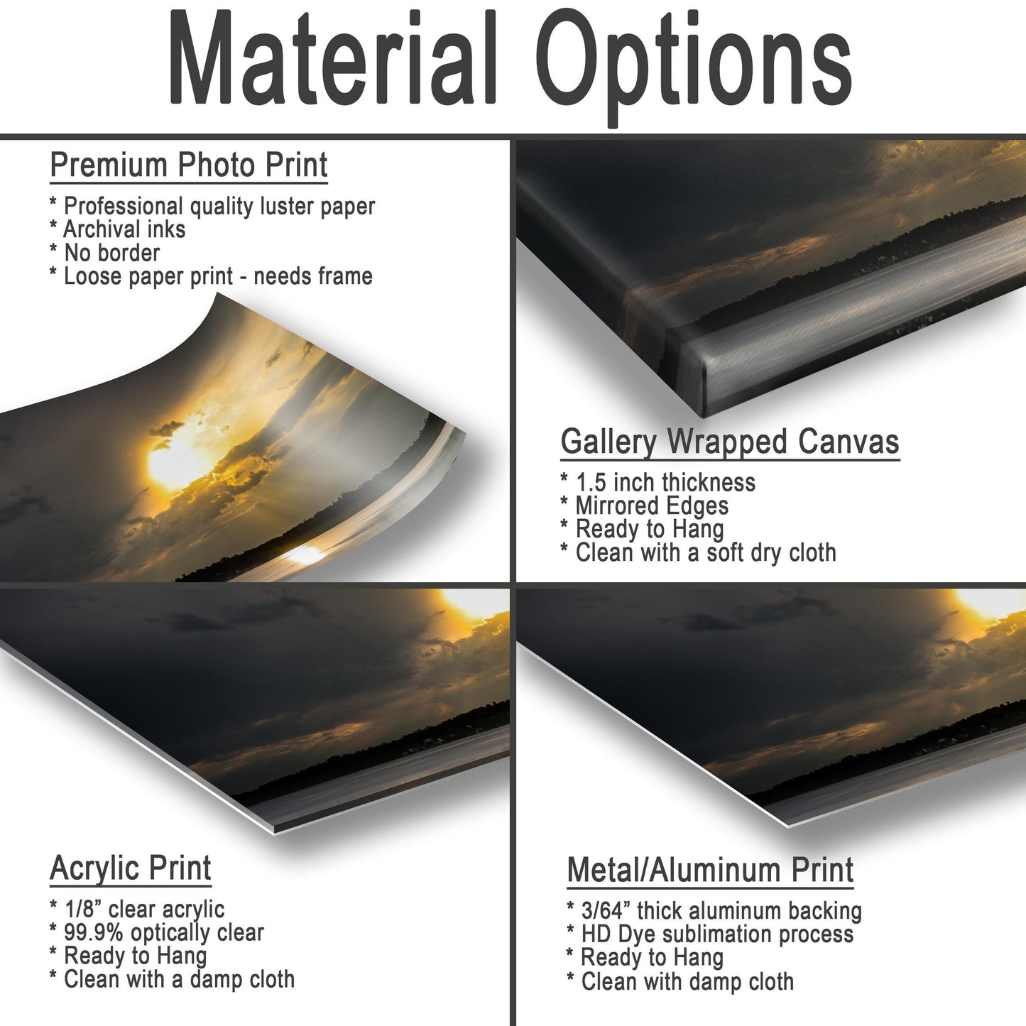 Orange Lake Sunset Print - Panoramic Lake Photography | Newburgh Wall Art Canvas