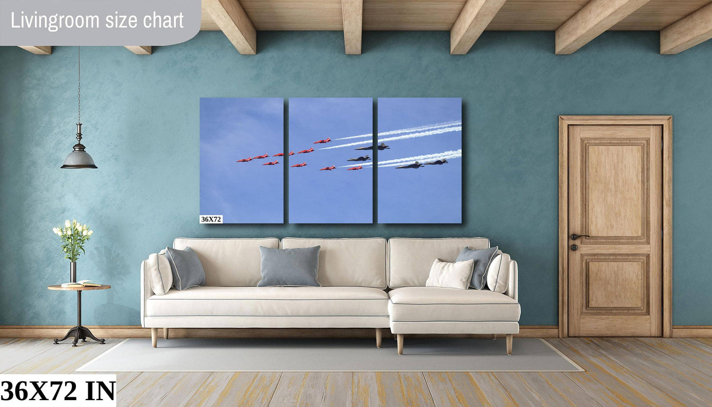 Red Arrows Hudson River Print – USAF Jets Artwork | Fighter Jets Wall Art Canvas