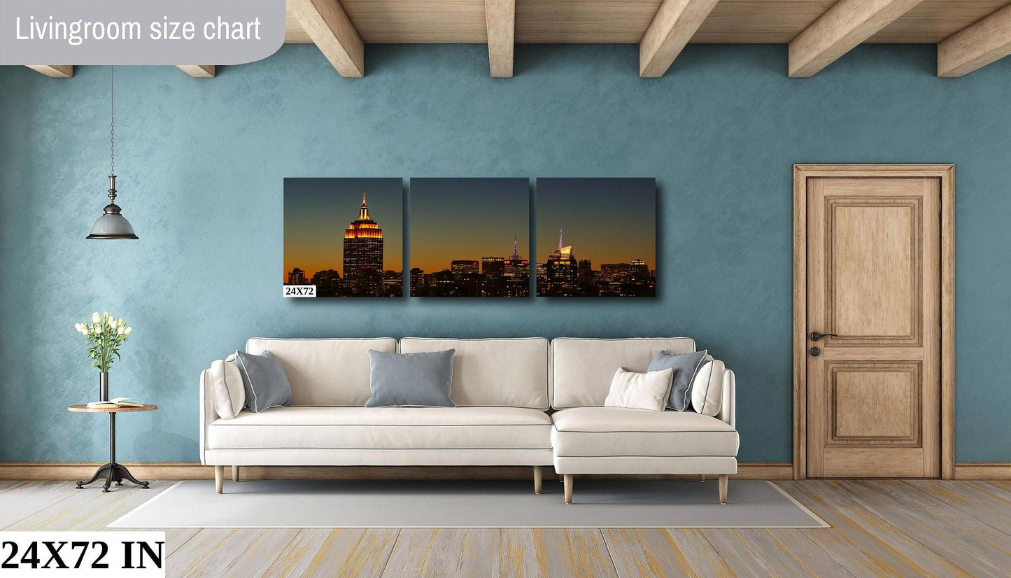 NYC Skyline Metal Print – Golden Hour Photography Urban Cityscape Art Poster