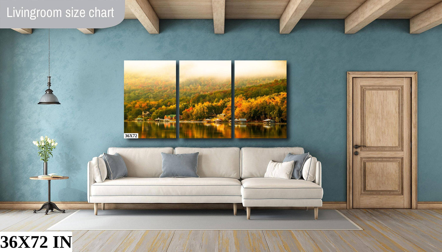 Tennessee River Canvas Print – Vibrant Fall Colors Wall Art | Mountain Landscape