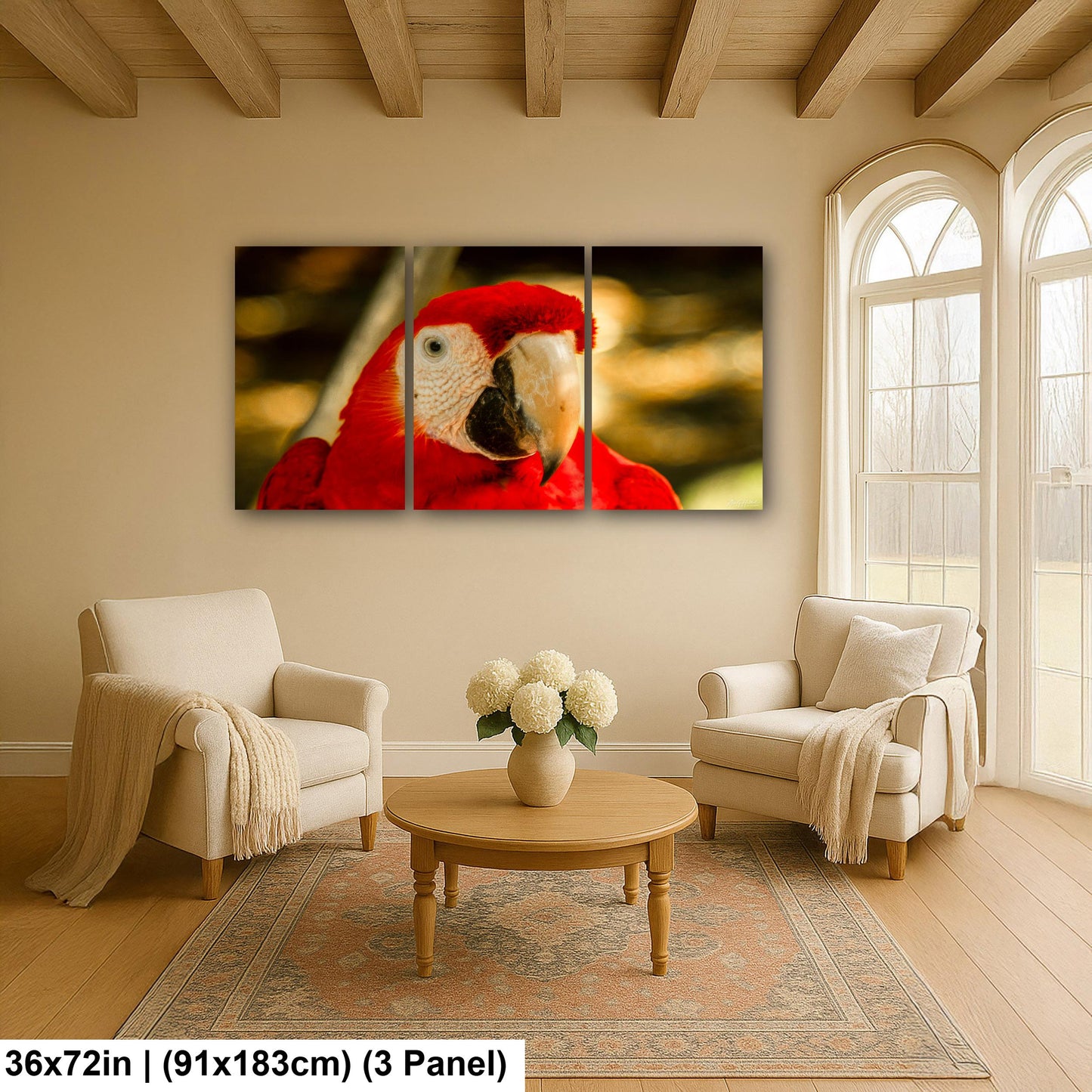 Scarlet Macaw, Close-Up Bird Portrait | Honduras Wildlife, Caribbean Parrot | Glossy Photo, Canvas | 8x10–16x20