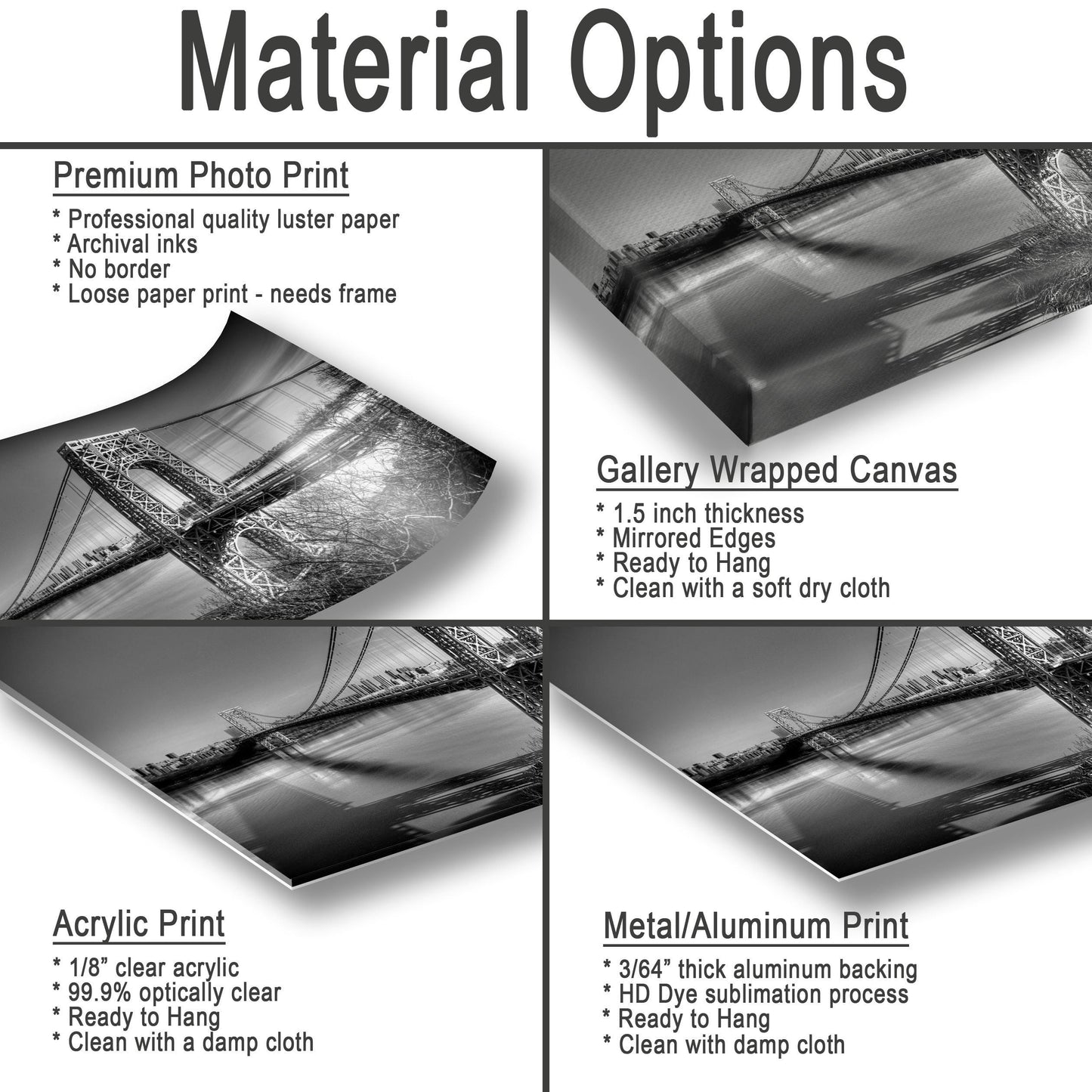 George Washington Bridge Photo – NYC Metal Print | Palisades View Bridge Photography